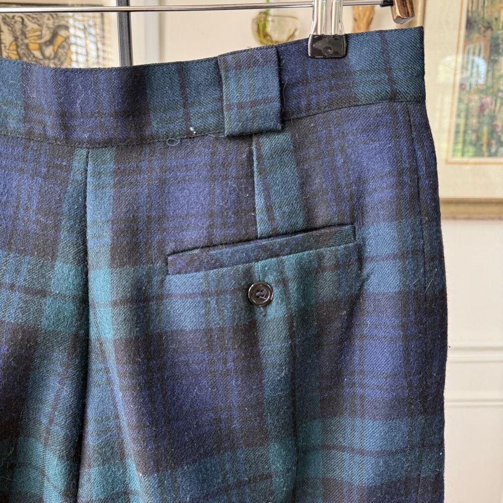 Vintage 90s Summit Hill 100% Wool Blackwatch Plaid Pleat Front Trousers Pants 10 - Picture 6 of 6